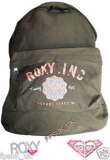 ROXY Lady Girls khaki Pink Dome Rucksack Backpack Travel Weekend