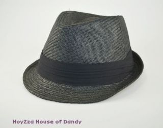 Mens Summer Cool Casual 100% Paper Fedora Hat Black/Black Band Size L