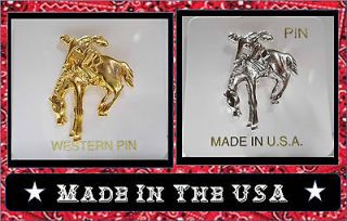 Gold Silver OLD WEST RODEO COWBOY BRONCO LAPEL HAT PIN Western Jewelry