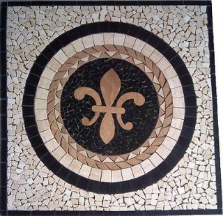 Floor marble medallion round fleur de lis travertine tile mosaic 36