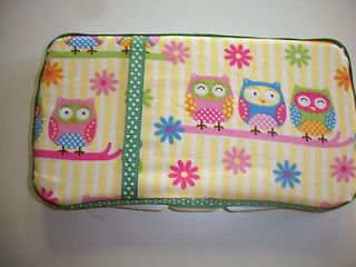 ADORABLE HANDMADE BABY WIPES TRAVEL CASE OWL BABY GIRL PINK AND GREEN