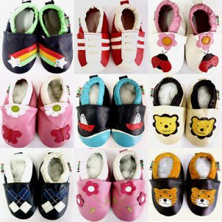 BABY Crib Flat Sole Genuine Soft Leather Shoes Infant 10.5cm 13.5cm