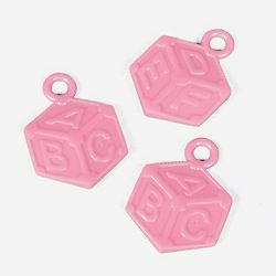 Lot of 24 Pink Baby Girl Block Charms Shower Party Favors