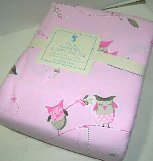 Pottery Barn Kids Pink Owl Bird House Flannel Cotton Full Queen Duvet