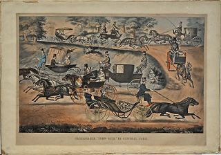 RARE HUGE Folio Currier & Ives 1869 Print Fashionable Turnouts in