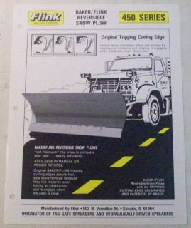 Baker Flink c. 1975   1985 450 Snow Plow Sales Brochure