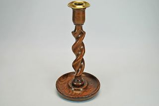 Victorian Elm Barley Twist Candle Stick, circa 1875, English.