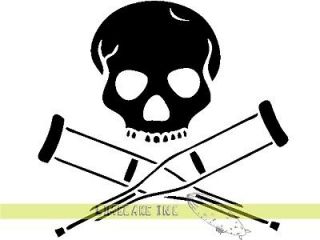 Jackass CULT Skull Crutches BLACK Car Decal Sticker BAM