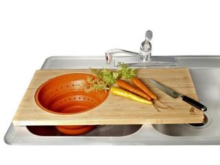 NEW Island Bamboo 23 Over The Sink Cutting Board with Removable
