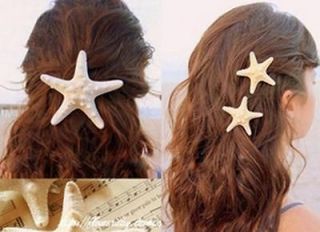 Pair of Natural Knobby Starfish Hair Barrette 7 CM
