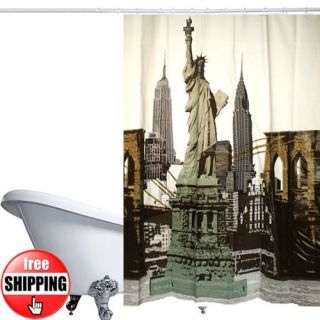 NEW YORK Statue of Liberty Mildewproof Shower BATH Curtain Waterproof