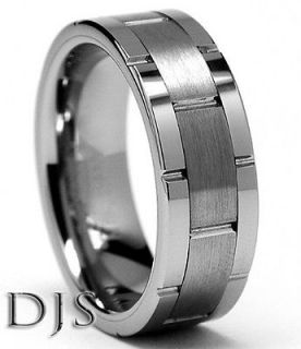 Mens Tungsten Carbide Grooved Ring Wedding Band   Size 8 to 14.5