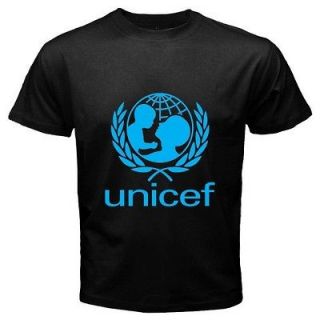 New UNICEF WHO Logo BARCELONA Symbol Mens Black T Shirt Size S M L XL