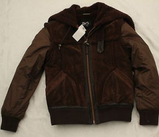 Dolce and Gabbana Suede Leather Trim Fur lined Brown Bomber Jacket 42