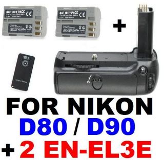 BATTERY GRIP FOR NIKON D90 D80 MB D80+REMOTE+ 2X EN EL3e