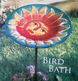 Nfinity Glass Bird Bath 11.4 x 24 W/ Pole Sun Sunday
