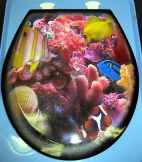 Ocean Coral Reef Toilet Seat, , Airbrushed Bath Art Clown Fish