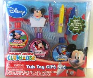 Mickey Mouse Clubhouse Tub Toy Gift Set (Crayons, Bubble Bath, Mesh