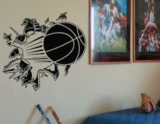 Basketball Busting Through Wall Vinyl Wall Decal Sticker