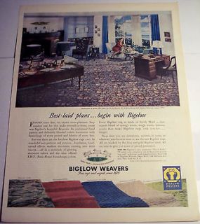 1947 vintage Ad BIGELOW Weavers CARPET Rugs