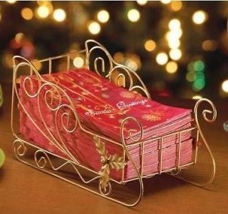Guest Towel Holder Holiday Gold tone Sleigh Glitter Holly includes 100