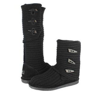 Womens Bearpaw Knit 14 Tall Hickory Black Snow Boots Shoes 6 7 8 9 10