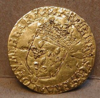 1519, Royal France, Francis I. Gold Ecu au Sol Flip Over Triple