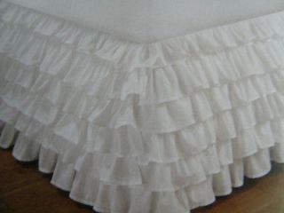 Shabby WHITE PETTICOAT 6 LAYERS BEDSKIRT DUST RUFFLE QUEEN Chic Cotton