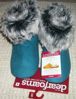 womens teal green faux fur bedroom slipper bootie ankle shoes plush