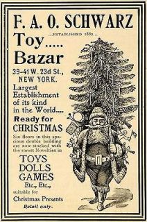 1898 Ad F. Schwarz Toy Bazaar Games Dolls Christmas   ORIGINAL