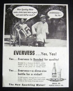 1946 Vintage Pepsi Evervess Sparkling Water Rickshaw Ad