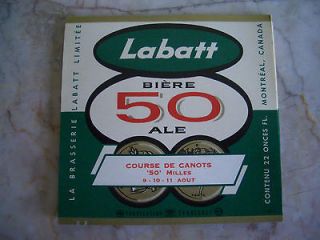25 Vint. Labatt 50 Beer Labels Montreal Canada   Course De Canots