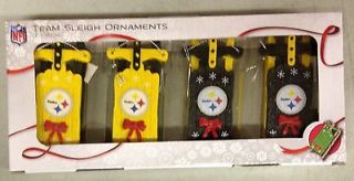Pittsburgh Steelers Sled Sleigh Holiday Christmas Tree Ornaments 4