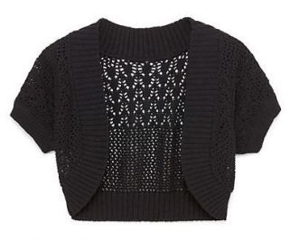 ARIZONA Youth Girls Black Knit Pointelle Shrug Sweater NWT