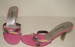 BEBE Womens Pink Silver Strappy Sandals Shoes 7 B