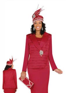 Ben Marc 47123 Red Mother of Bride Rhinestone Womens Church Skirt Suit
