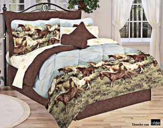 THUNDER RUN 8pc Queen Bed in a Bag comforter set Horses