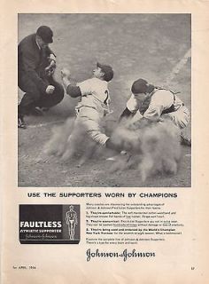 Vintage 1954 Johnson&Johnso n Jock Straps Print Ad YOGI BERRA Yankees