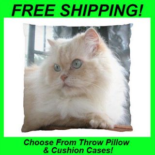 White Fluffy Cat  Throw Pillow Case or Cushion Case/Cover  OO2152