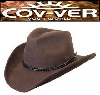 NEW Cov ver Mens Shapeable Brim Water Proof WOOL Western Cowboy Hat