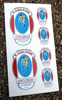 CARLTON style Vintage Cycle Bike Frame Decals Stickers