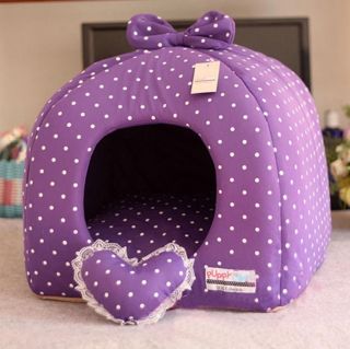 Rose/Purple Princess Pet Dog Cat Soft Bed House Tent Small+toy