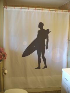 Shower Curtain surfer surf dude guy board man ride wave