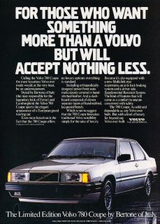 1988 780 Bertone Coupe Volvo   Classic Vintage Advertisement Ad D78