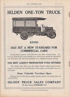 1913 Selden Truck Sales Co Rochester NY Ad Selden One Ton Truck $2000