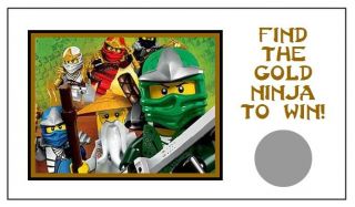 SCRATCH OFF Lottery TICKETS Lego Ninjago Birthday Party Favors Lloyd