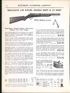 1950 AD Benjamin Air Rifles BB Guns Hand Pump Bolt Action Hair Trigger