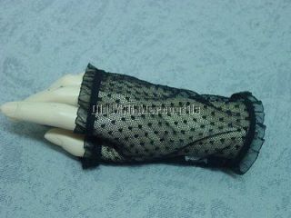 Victorian Steampunk black lace fingerless gloves mitts one size NEW