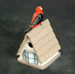 Scarlet Tanager Lenox Garden Bird House Collectible Thimble On