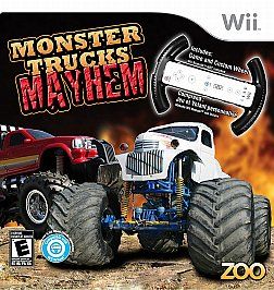 Monster Truck Mayhem Wii Bundle Game + Racing Driving Wheel NEW MUD